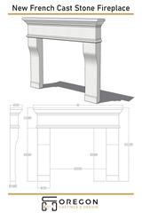 New French Cast Stone Fireplace