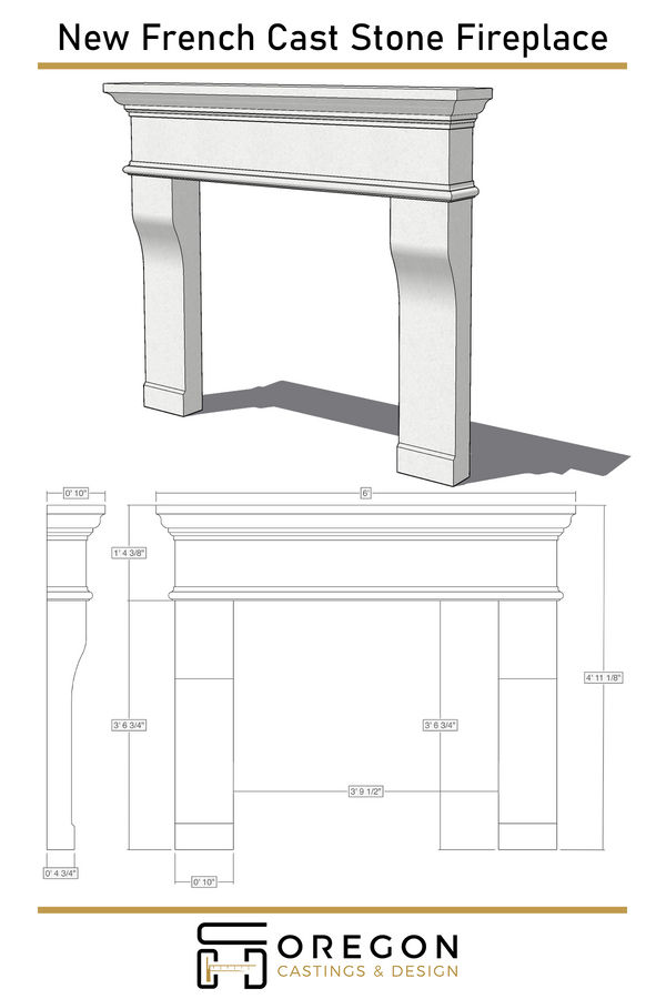 New French Cast Stone Fireplace