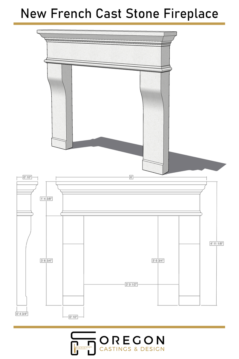 New French Cast Stone Fireplace
