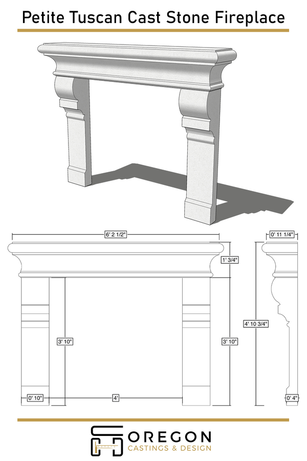 Petite Tuscan Cast Stone Fireplace