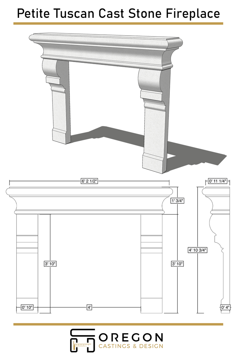 Petite Tuscan Cast Stone Fireplace