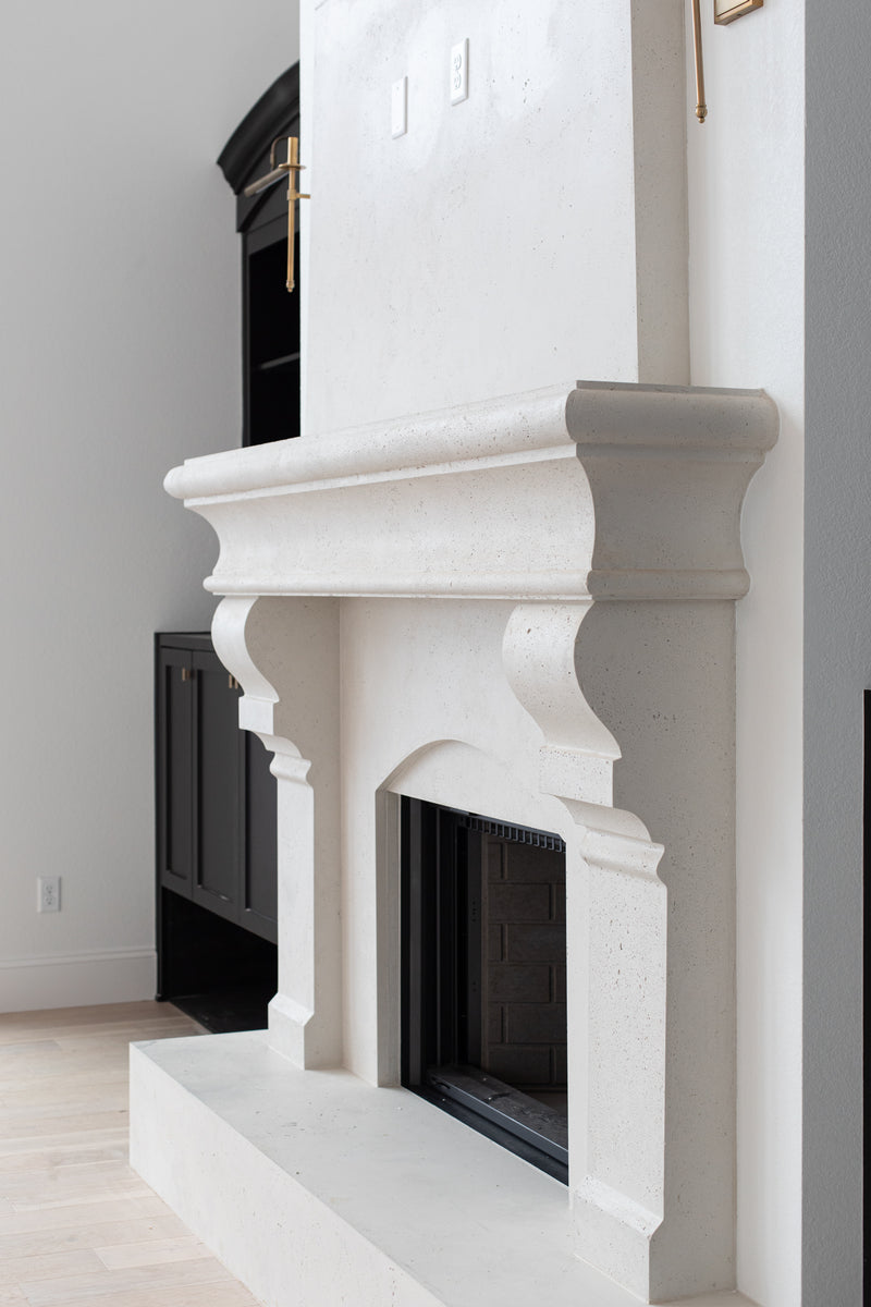 Petite Tuscan Cast Stone Fireplace